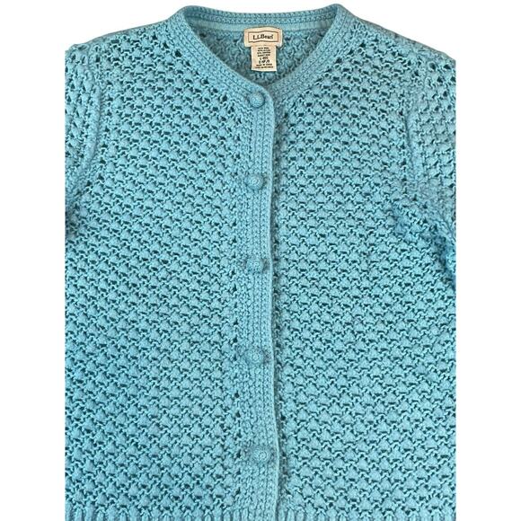 VTG LL Bean Crochet Cardigan Sweater Womens Sz Large Wool Angora Grandmacore - Picture 2 of 12